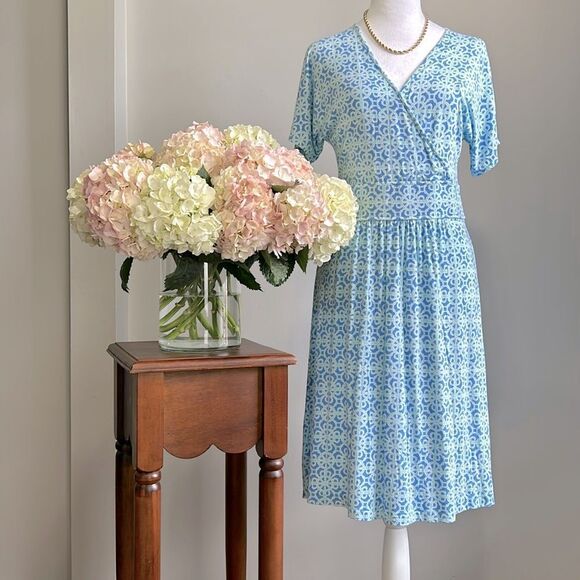 EUC Vineyard Vines Blue/Mint Faux Wrap Dress - Picture 1 of 5